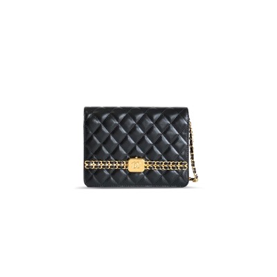 CHANEL WAXED LEATHER ACCORDION CHAIN BAG AP3928 (18.5*14.5cm)